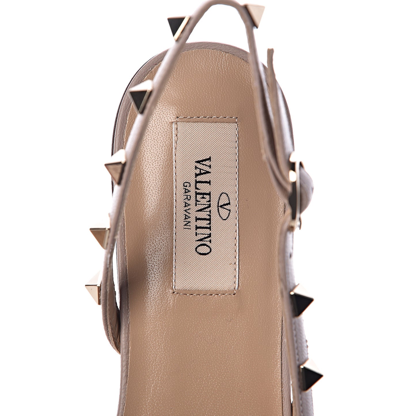 Nappa Rockstud Slingback Flats 38.5 Pastel Grey Poudre