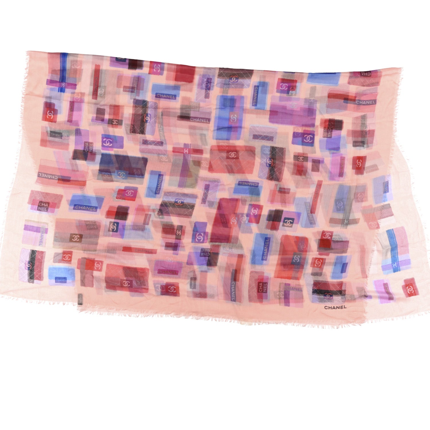 Chanel Cashmere Silk CC Logo Scarf Light Pink Pink Coral 2 of 5