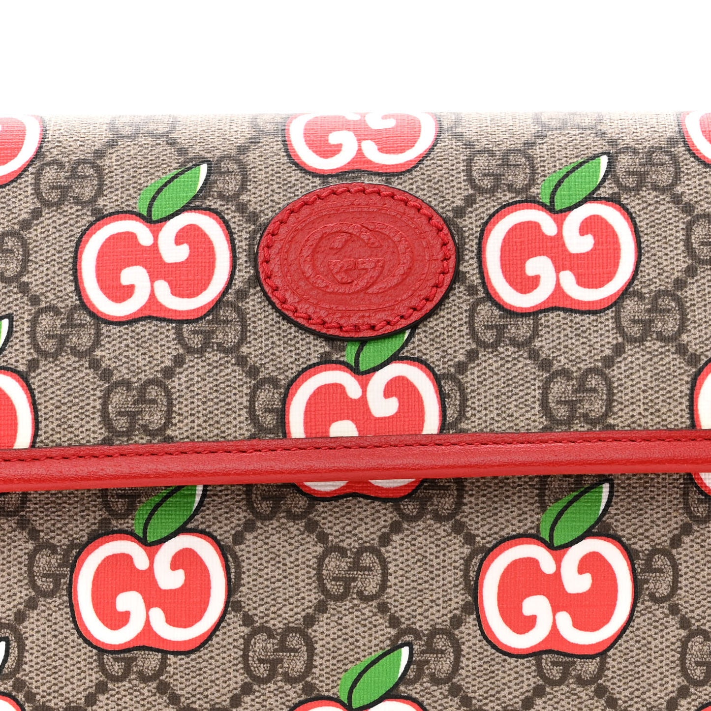 GG Supreme Monogram Apple Interlocking G Belt Bag Beige Multicolor Lobster Red