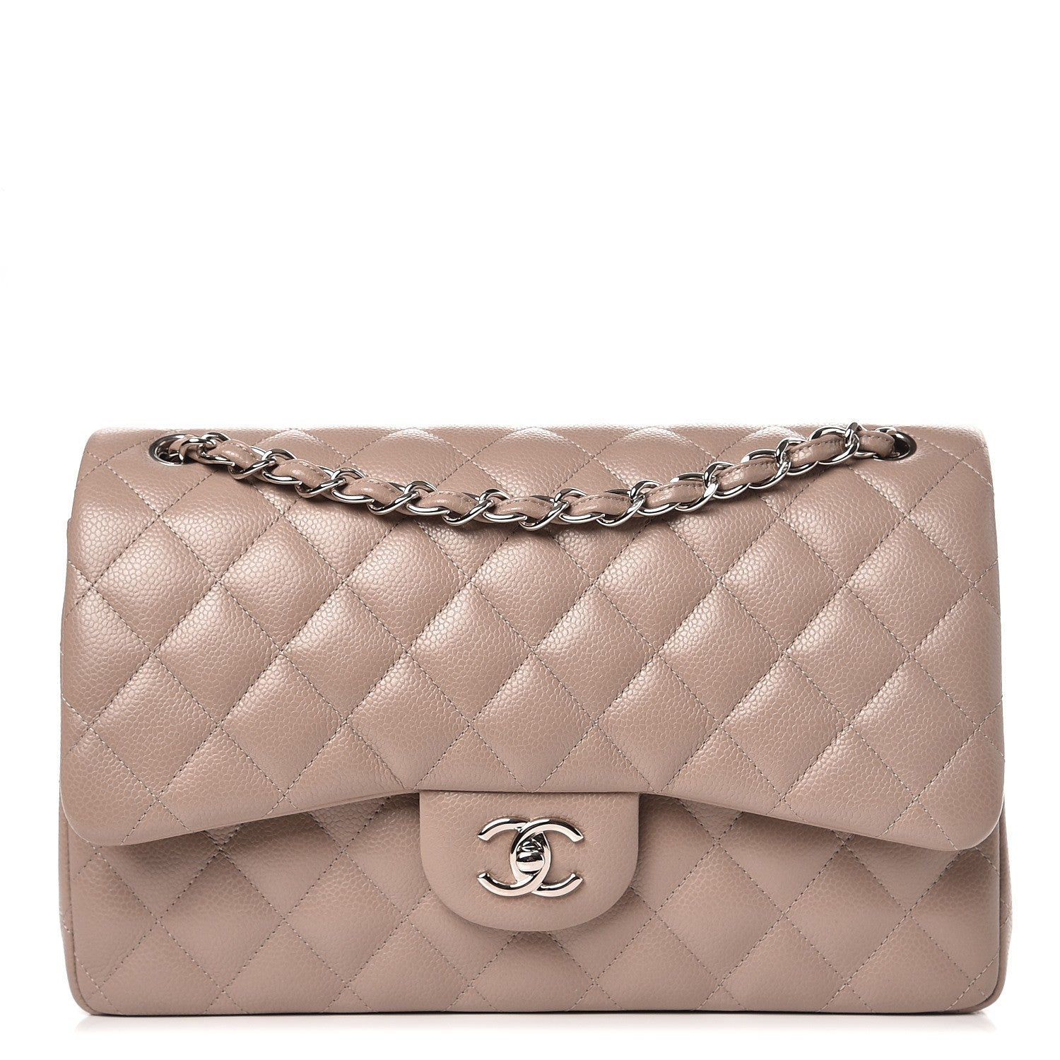 Chanel Caviar Quilted Jumbo Double Flap Grey 1 of 8
