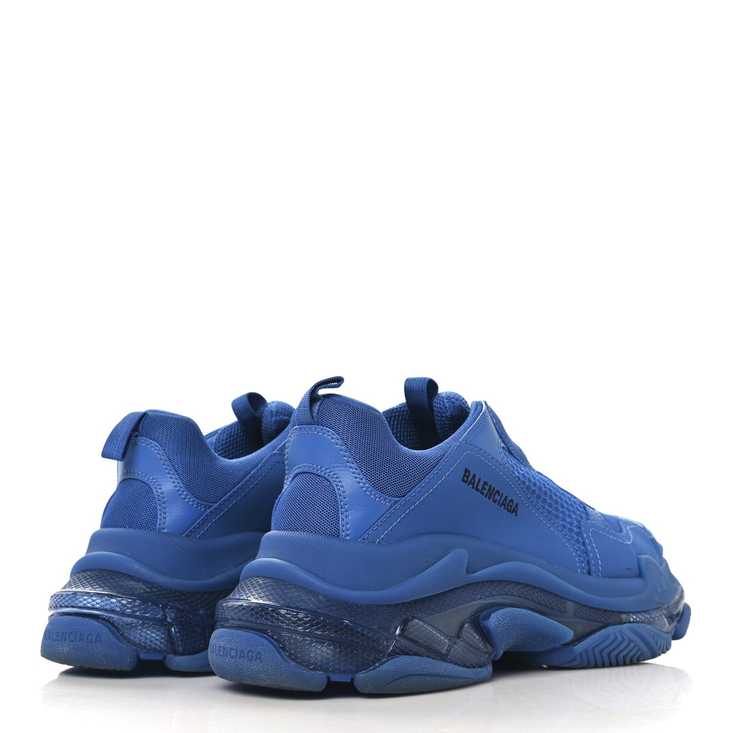 Balenciaga Fabric Mesh Clear Sole Mens Triple S Sneakers 10 Deep Blue 5 of 8