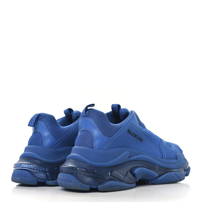 Balenciaga Fabric Mesh Clear Sole Mens Triple S Sneakers 10 Deep Blue 5 of 8