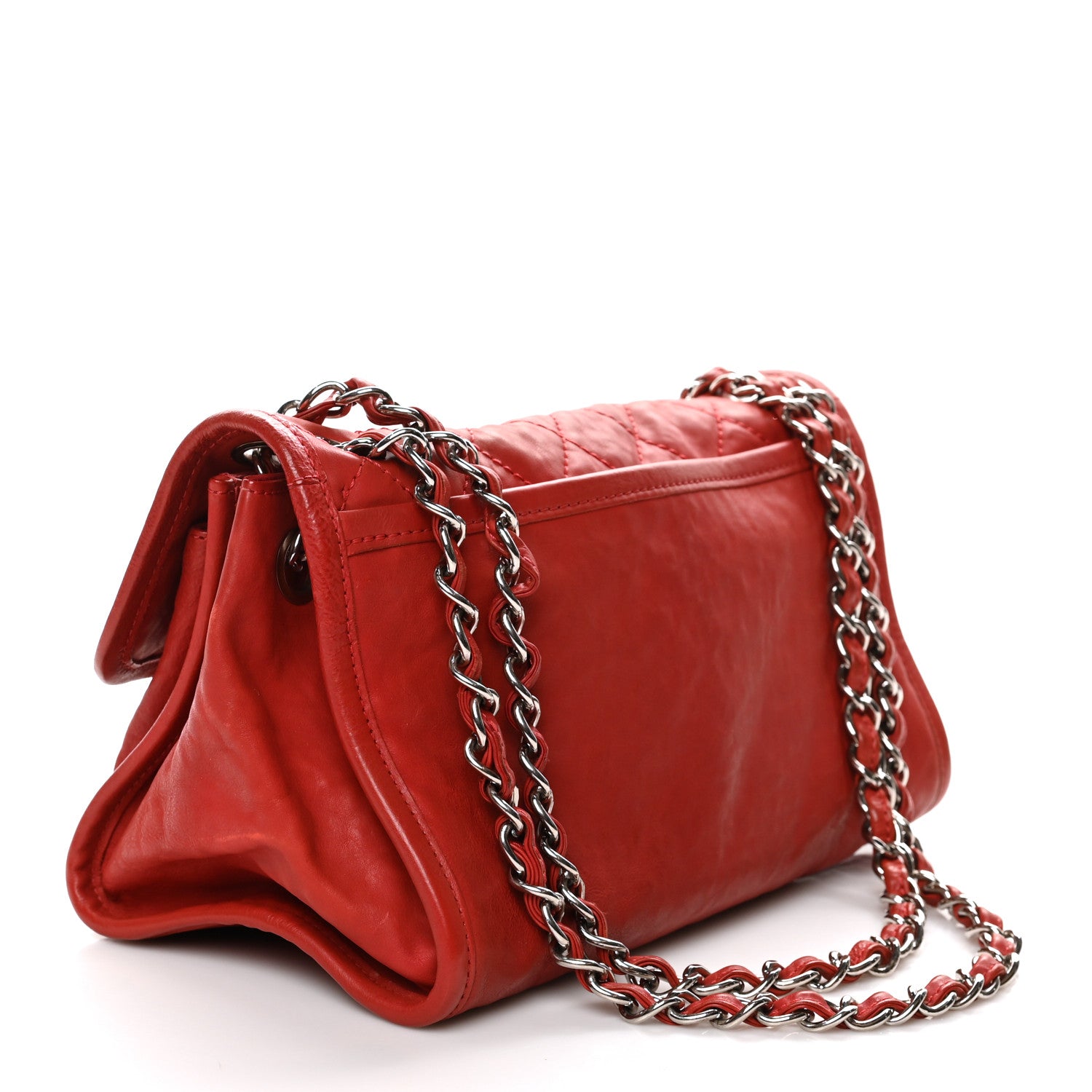 Chanel Ultra Soft Suede Calfskin Natural Beauty Flap Bag Red 3 of 11