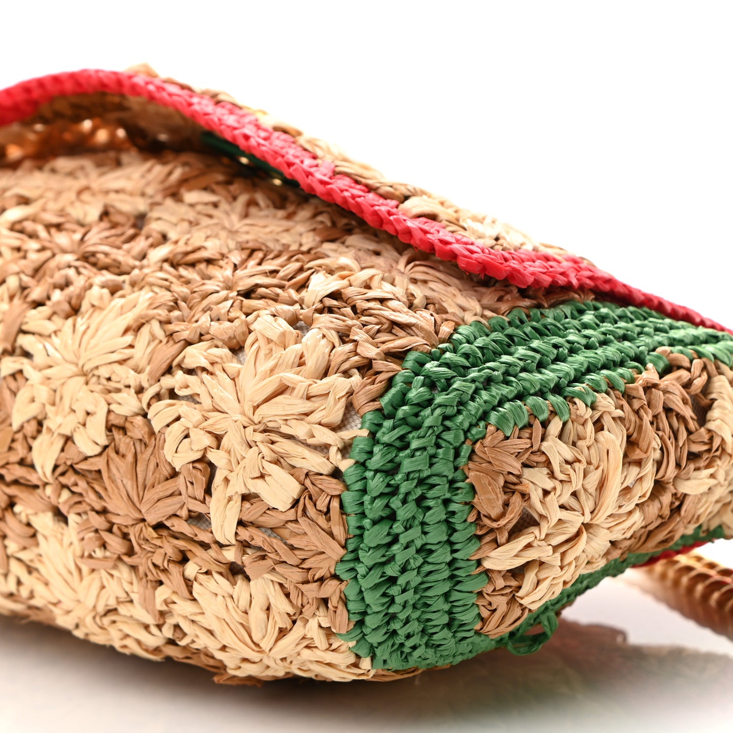 Raffia Azalea Calfskin Crochet Flower Small GG Marmont Shoulder Bag Natural Ecru Green Red New Shamarock
