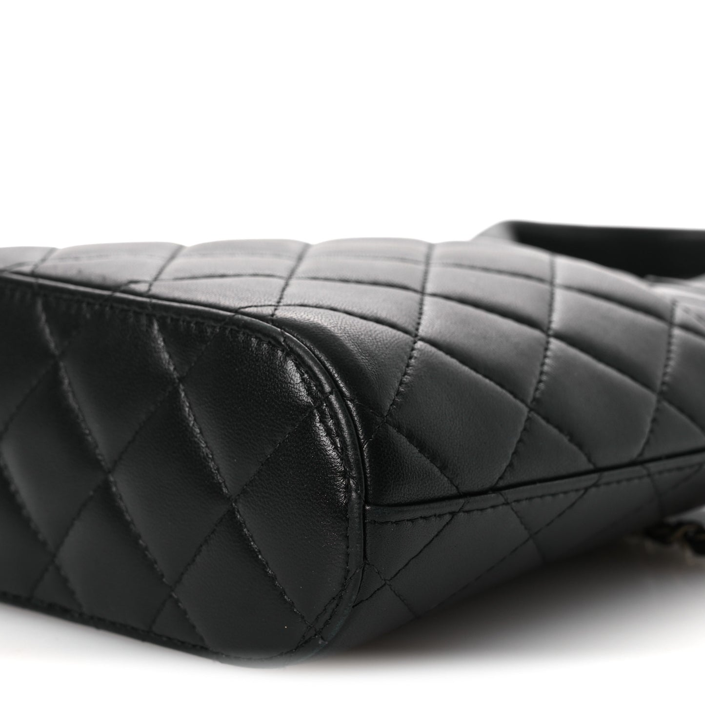 Caviar Quilted Top Handle Clutch With Chain Black