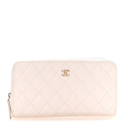 Chanel Caviar Quilted Large Gusset Zip Around Wallet White 1 of 9