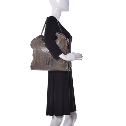 Stella McCartney Metallic Snakeskin Print Small Falabella Fold Over Tote Brown 2 of 9