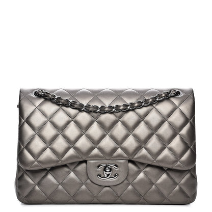Chanel Metallic Lambskin Quilted Jumbo Double Flap Bronze 1 of 9