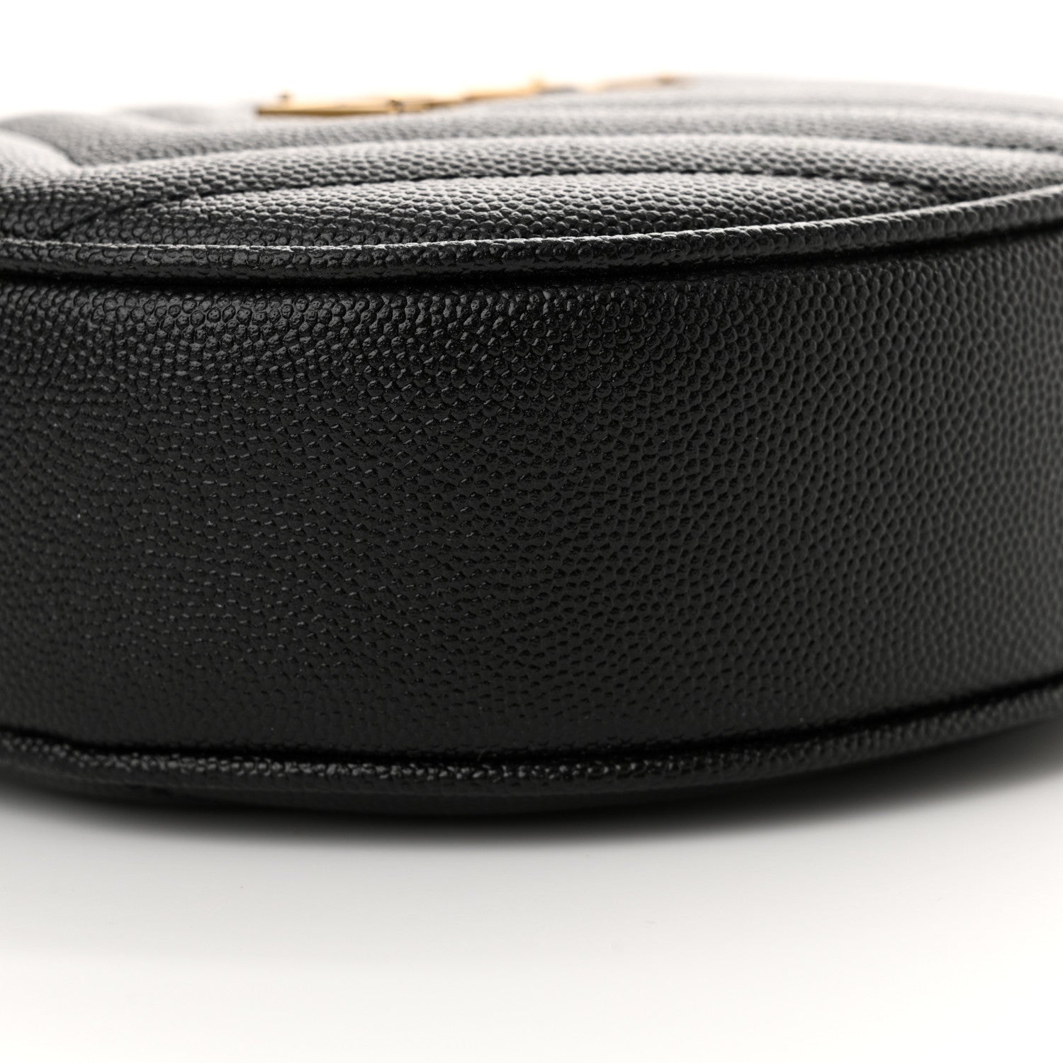 Saint Laurent Grain De Poudre Matelasse Chevron Quilted Round Vinyle Camera Bag Black 10 of 10