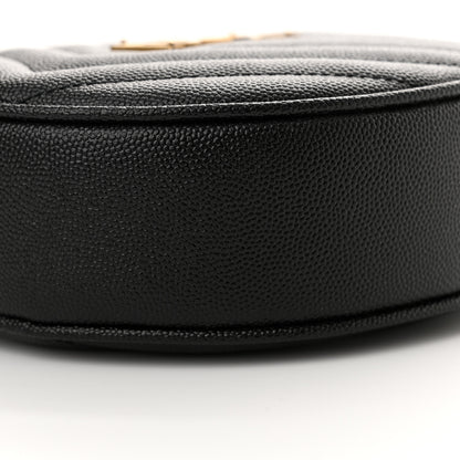 Saint Laurent Grain De Poudre Matelasse Chevron Quilted Round Vinyle Camera Bag Black 10 of 10