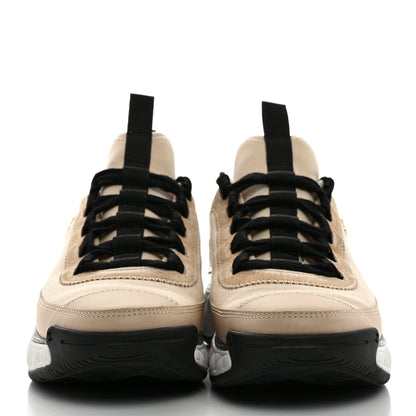 Chanel Velvet Calfskin Mixed Fibers CC Sneakers 37 Ivory Black 2 of 8