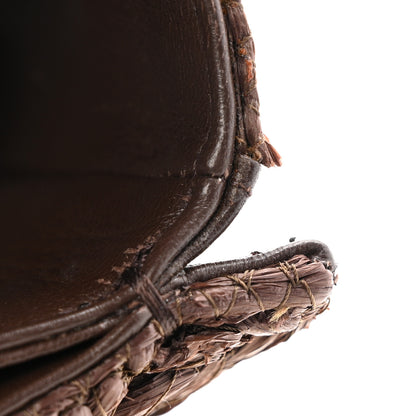 Valentino Garavani Raffia One Stud Chain Clutch Dark Brown 12 of 14