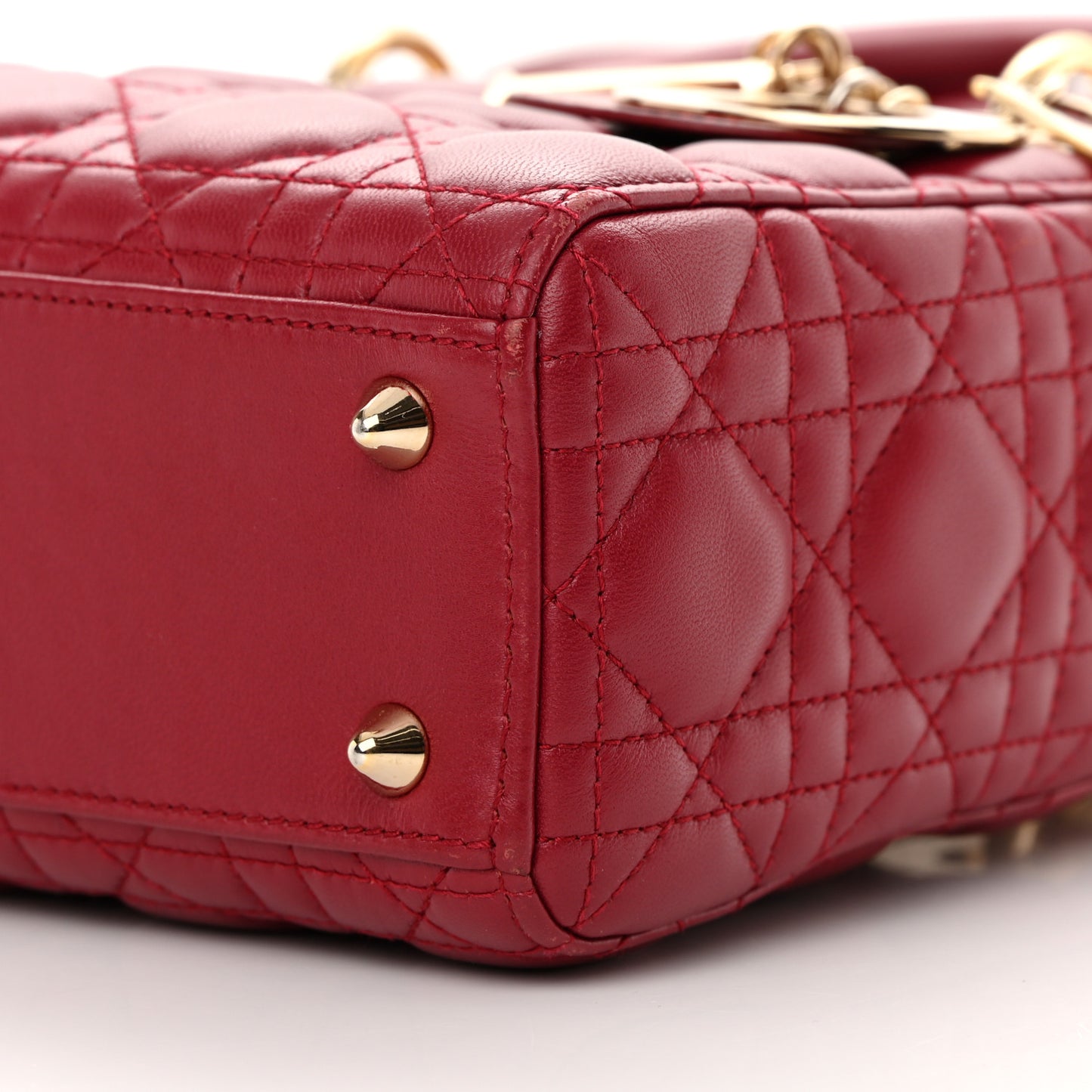 Lambskin Cannage Small Lucky Badges My Lady Dior Red