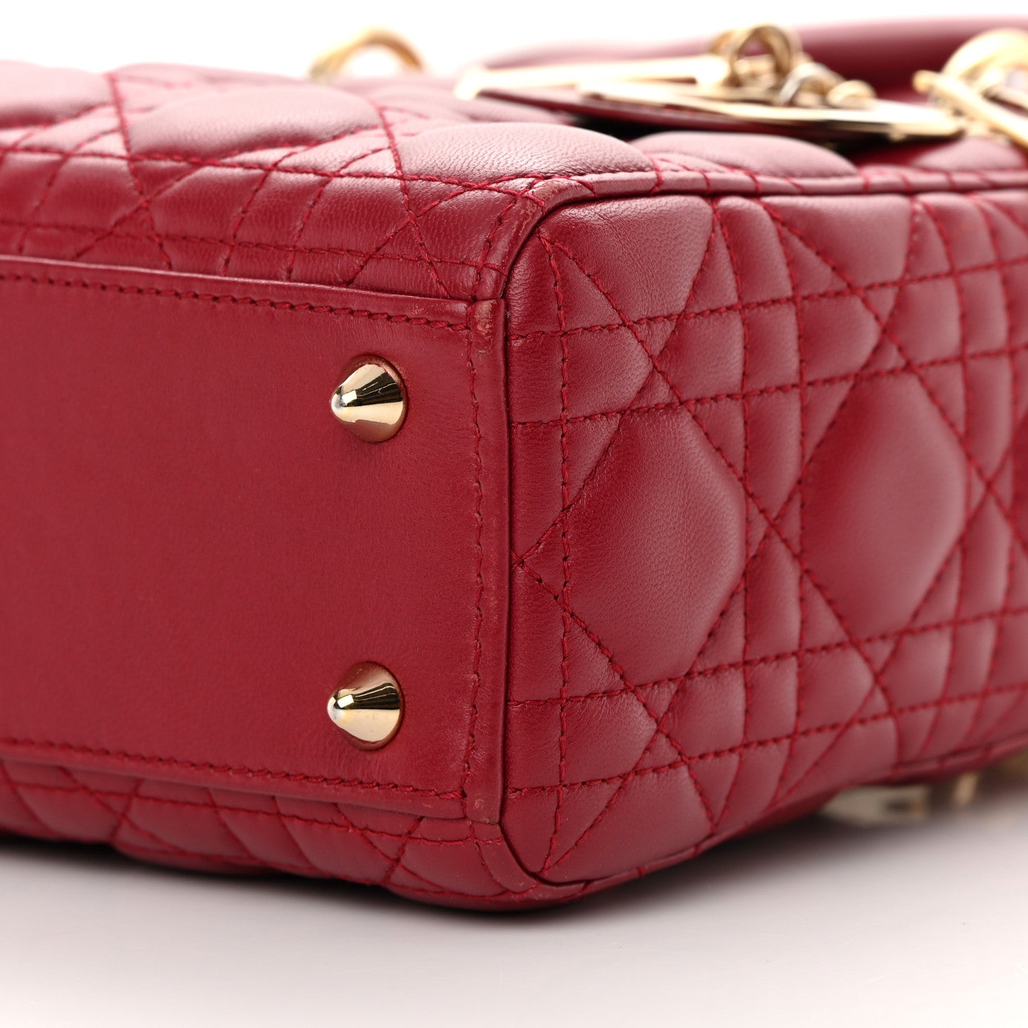 Christian Dior Lambskin Cannage Small Lucky Badges My Lady Dior Red 11 of 17