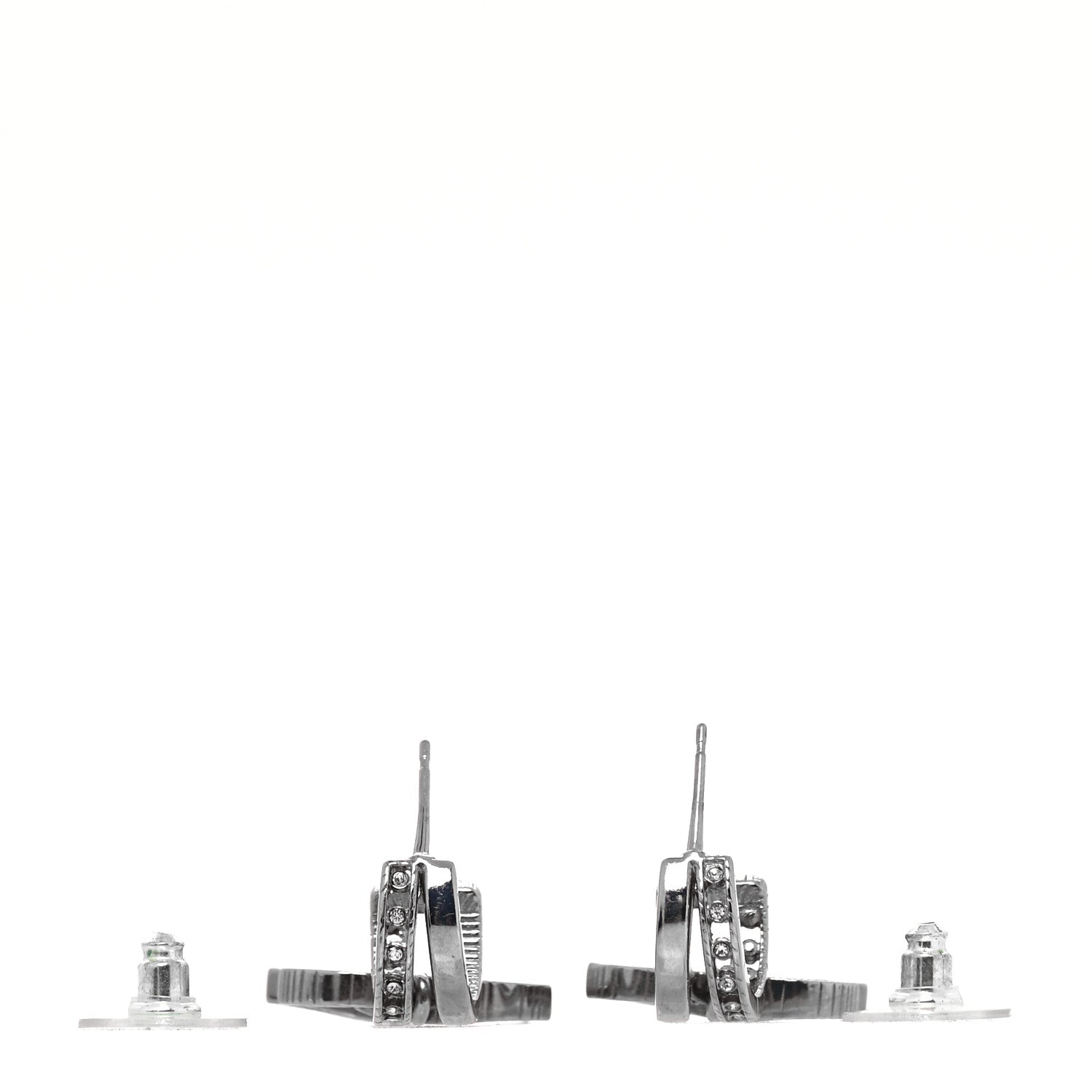 Chanel Crystal CC Drop Earrings Silver 3 of 4