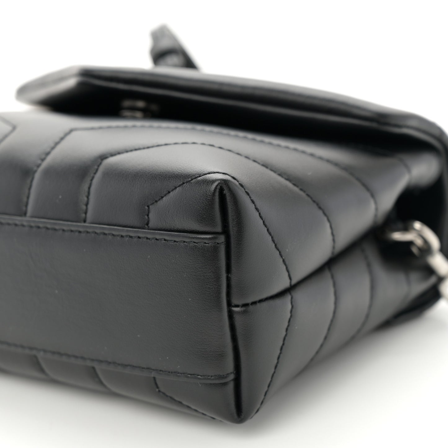 Calfskin Y Quilted Monogram Toy Loulou Crossbody Bag Black