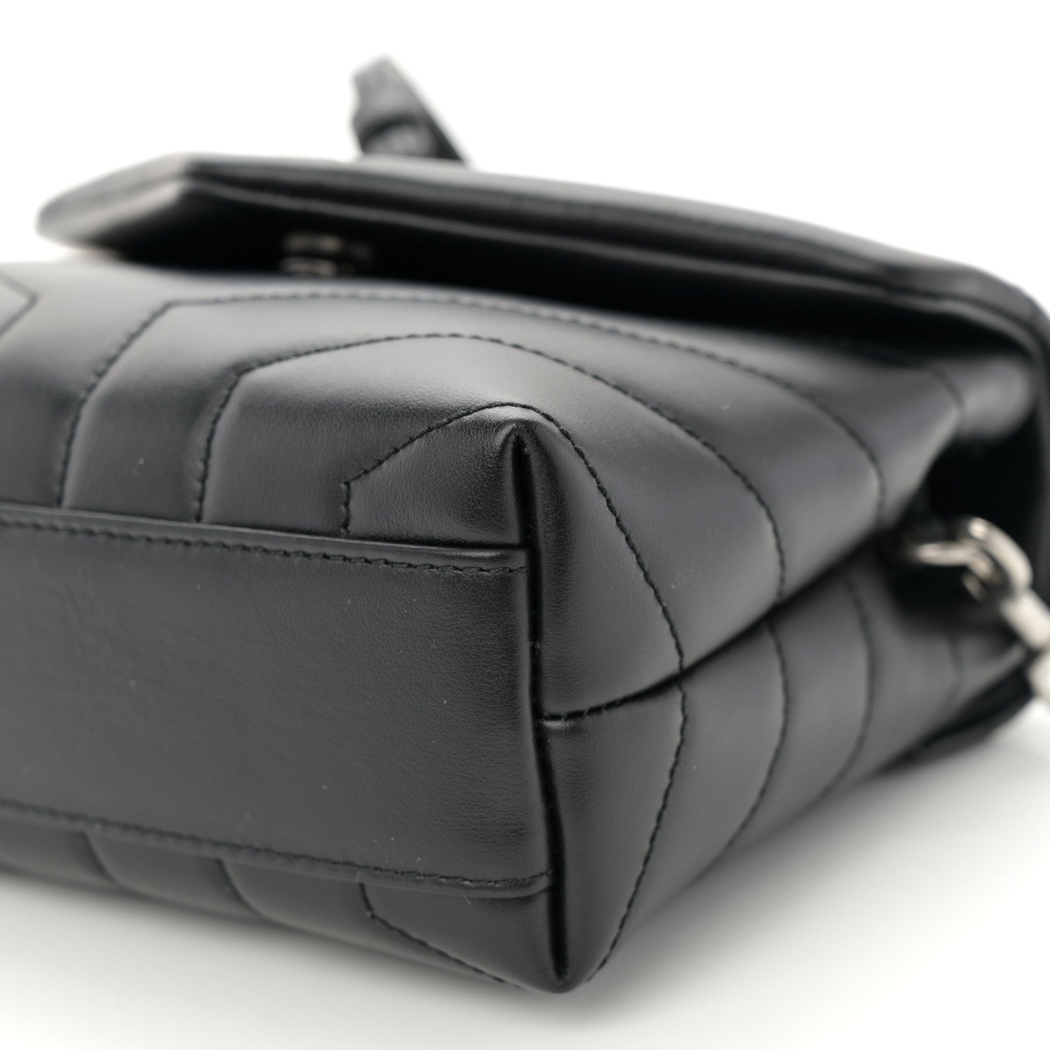Saint Laurent Calfskin Y Quilted Monogram Toy Loulou Crossbody Bag Black 9 of 10