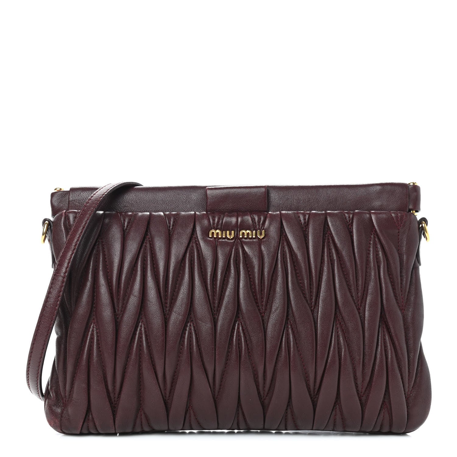 Miu Miu Nappa Matelasse Crossbody Clutch Granato 1 of 12