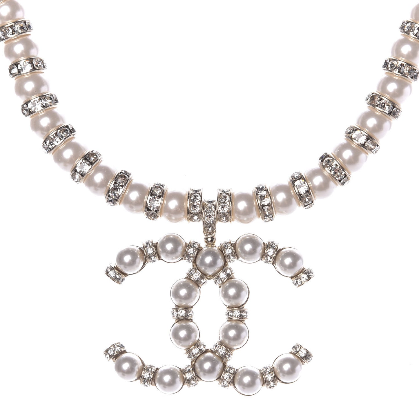 Pearl Crystal CC Short Necklace Gold