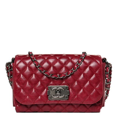 Chanel Glazed Calfskin Quilted Soft Boy Flap Red 1 of 10