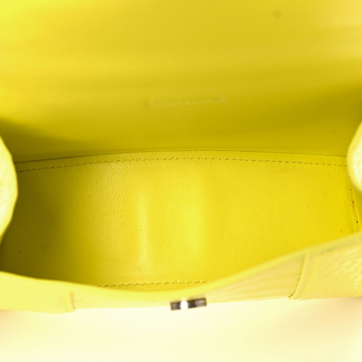 Balenciaga Shiny Calfskin Crocodile Embossed Hourglass Top Handle Bag XS Light Yellow 5 of 10