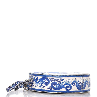 Dolce & Gabbana Calfskin Majolica Print Crossbody Blue White 4 of 6