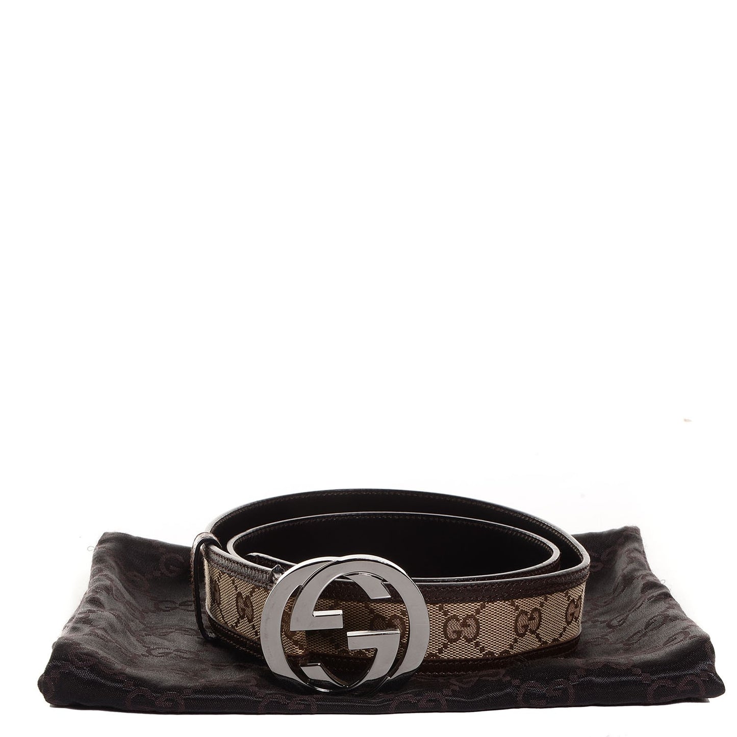 Leather Monogram Interlocking G Belt 90 36 Dark Brown