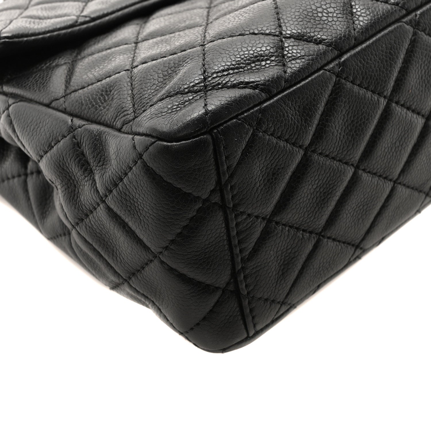 Chanel Washed Caviar Quilted Maxi Single Flap Black 9 of 10