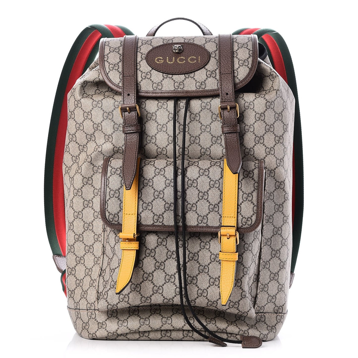 Soft GG Supreme Monogram Neo Vintage Double Buckle Backpack Beige New Acero Crop