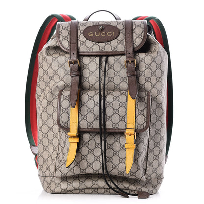 Gucci Soft GG Supreme Monogram Neo Vintage Double Buckle Backpack Beige New Acero Crop 1 of 7