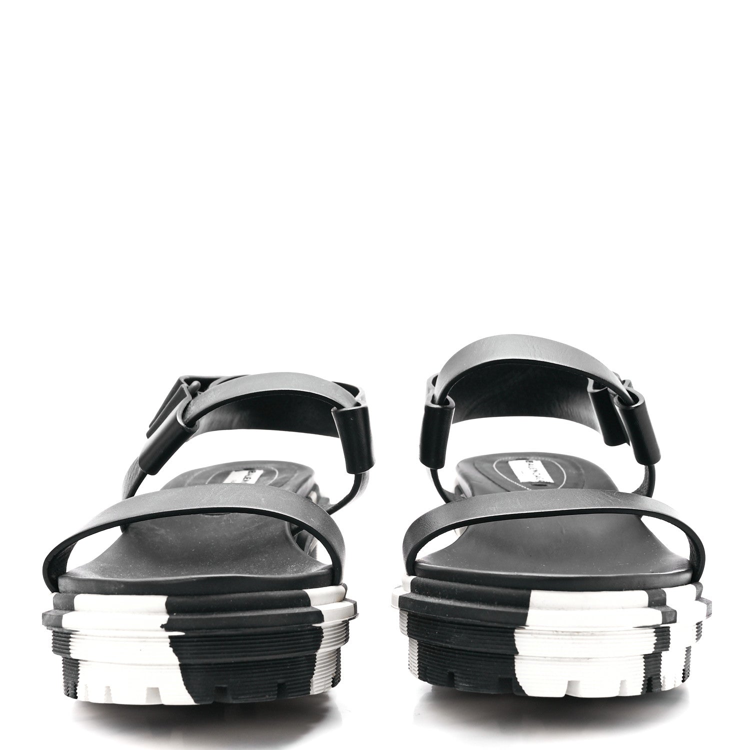 Balenciaga Calfskin Rubber Striped Platform Sandals 40 Black 2 of 9