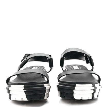 Balenciaga Calfskin Rubber Striped Platform Sandals 40 Black 2 of 9