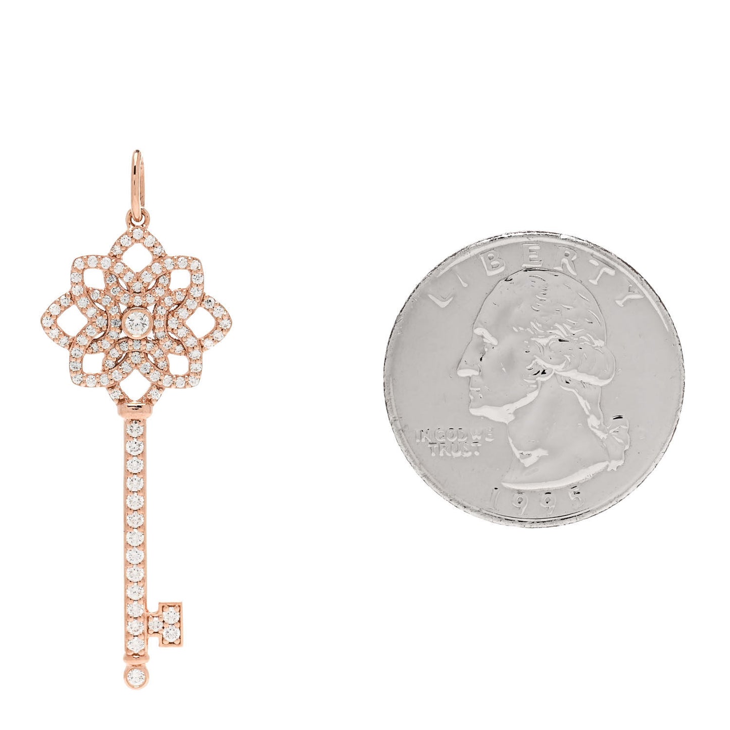 18K Rose Gold Diamond Medium Woven Key Pendant