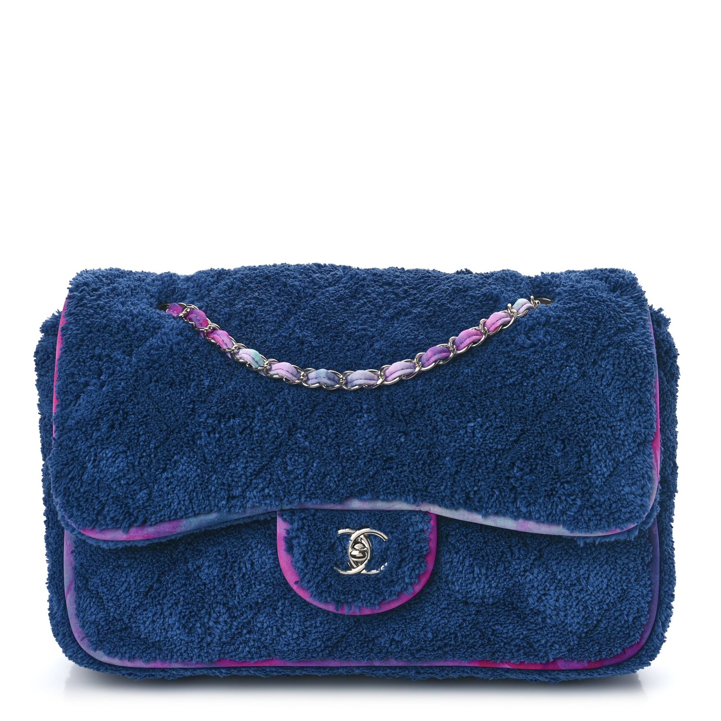 Mixed Fibers Quilted Large Flap Bag Navy Blue