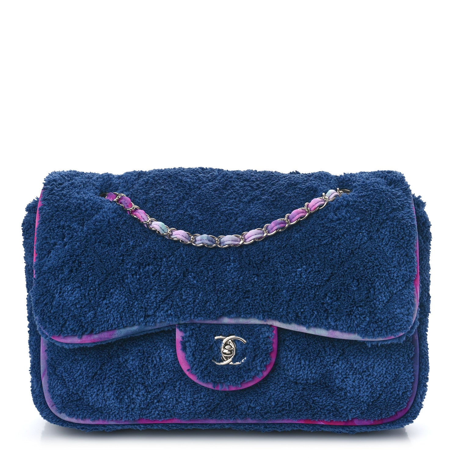 Chanel Mixed Fibers Quilted Large Flap Bag Navy Blue 1 of 9