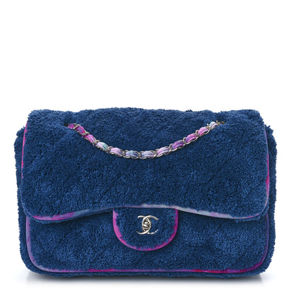 Chanel Mixed Fibers Quilted Large Flap Bag Navy Blue 1 of 9