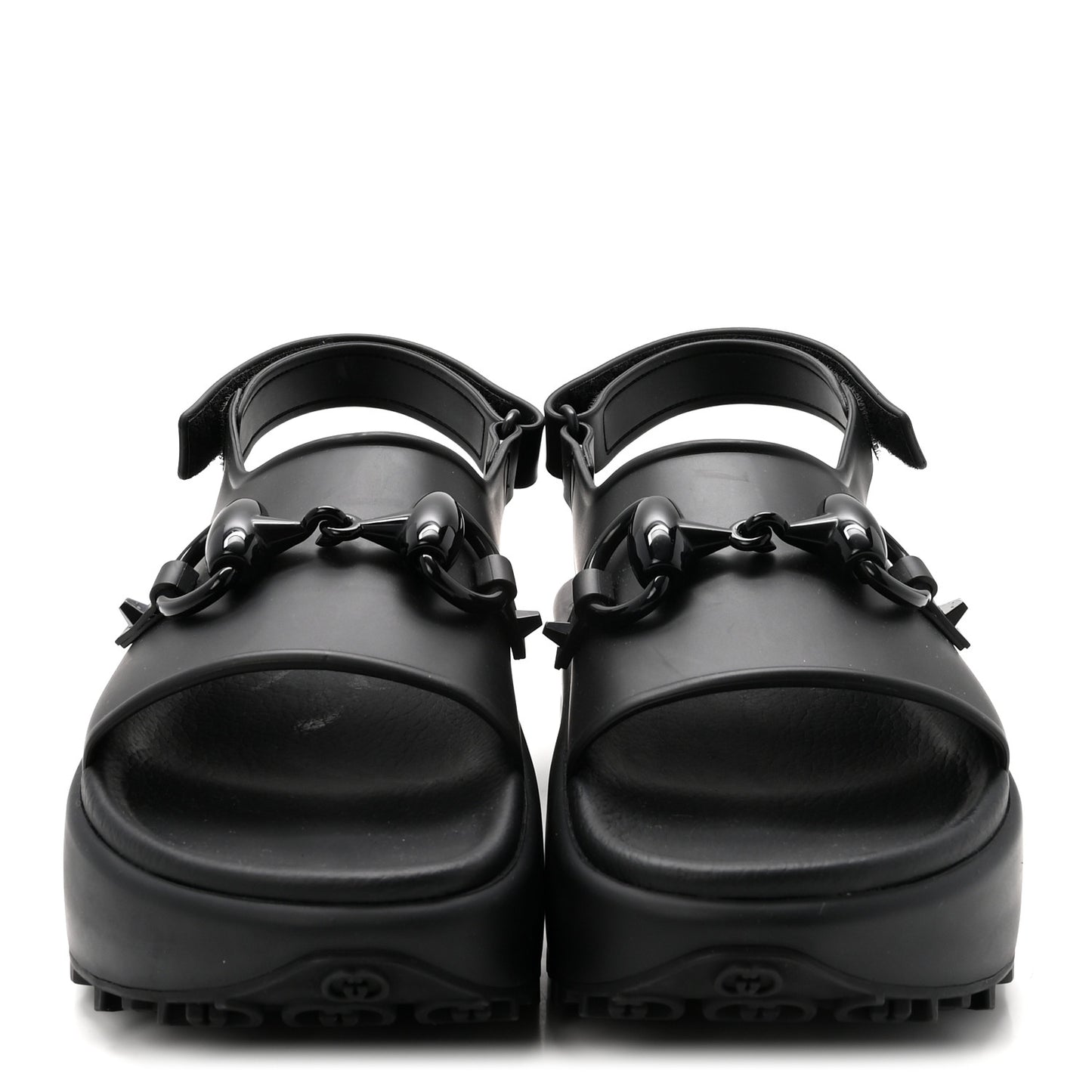 Soft Rubber Horsebit Touch Womens Strapped Sandals 38 Black