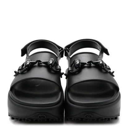 Gucci Soft Rubber Horsebit Touch Womens Strapped Sandals 38 Black 3 of 9