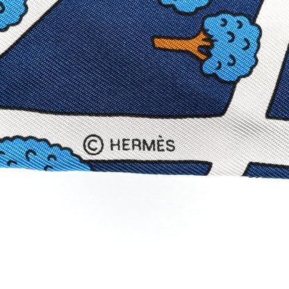 Hermes Silk Les Nouveaux Amoureux Twilly Bleu Moyen White 3 of 4