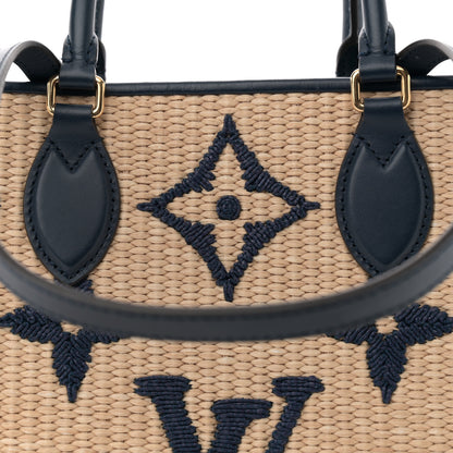 Louis Vuitton Raffia Calfskin Monogram Giant Onthego MM Blue 7 of 11