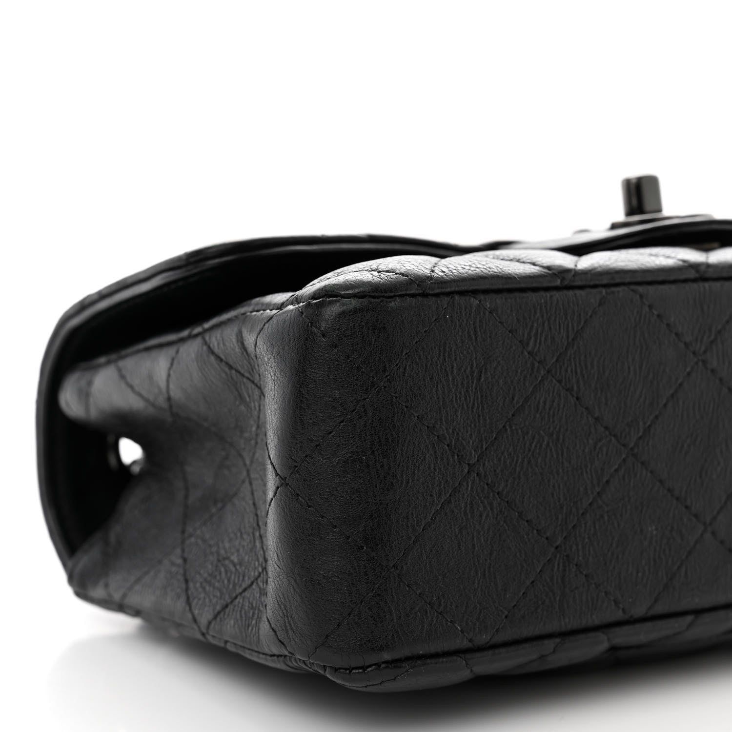 Chanel Crumpled Calfskin Quilted Mini Rectangular Flap So Black 9 of 10