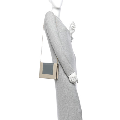 Celine Smooth Lambskin Frame Evening Chain Clutch Grey Storm 2 of 11