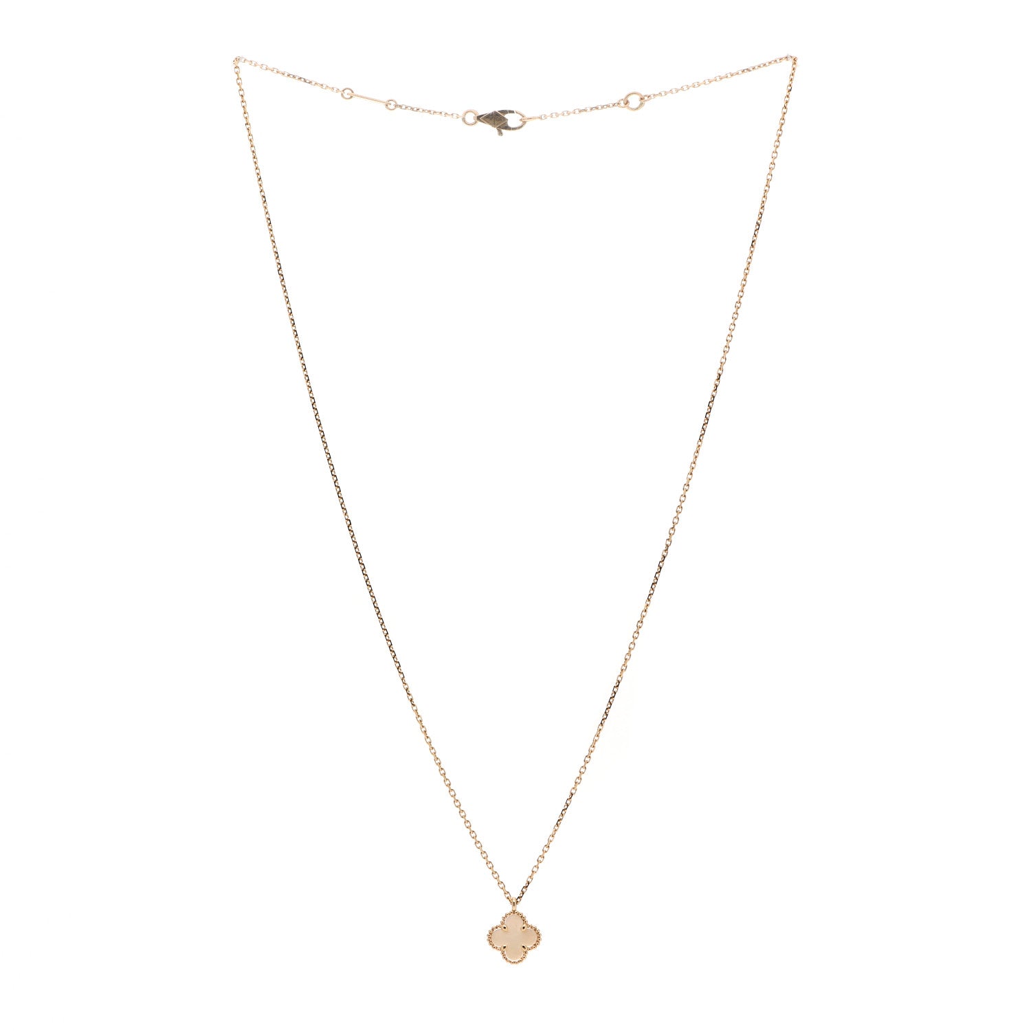 Van Cleef & Arpels 18K Yellow Gold Mother of Pearl Sweet Alhambra Pendant Necklace 3 of 6