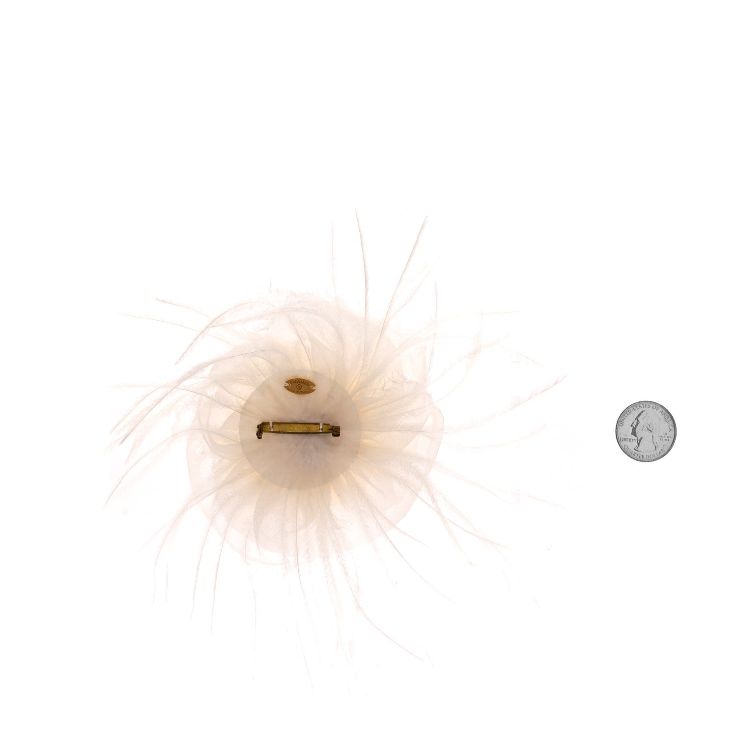 Chanel Silk Ostrich Feather Camellia Brooch White 1723442