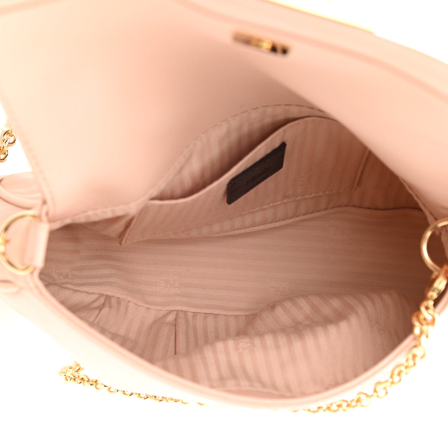 Vitello Flamingo Enamel Fendista Pouchette Crossbody Rosa Plaster