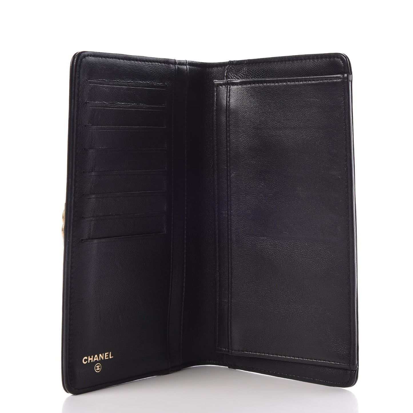 Lambskin Quilted Boy Yen Wallet Black