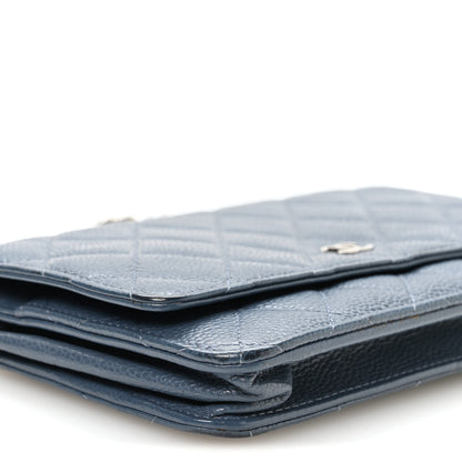 Chanel Caviar Quilted Wallet on Chain WOC Blue 10 of 12