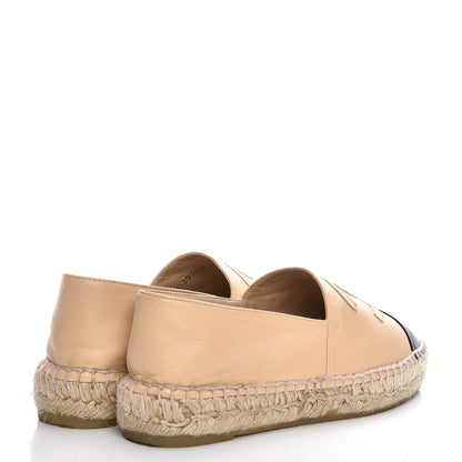 Chanel Lambskin CC Espadrilles 35 Beige Black 4 of 10
