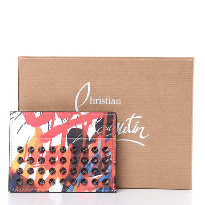 Christian Louboutin Calfskin Graffiti Spike Card Holder White Multicolor 6 of 6