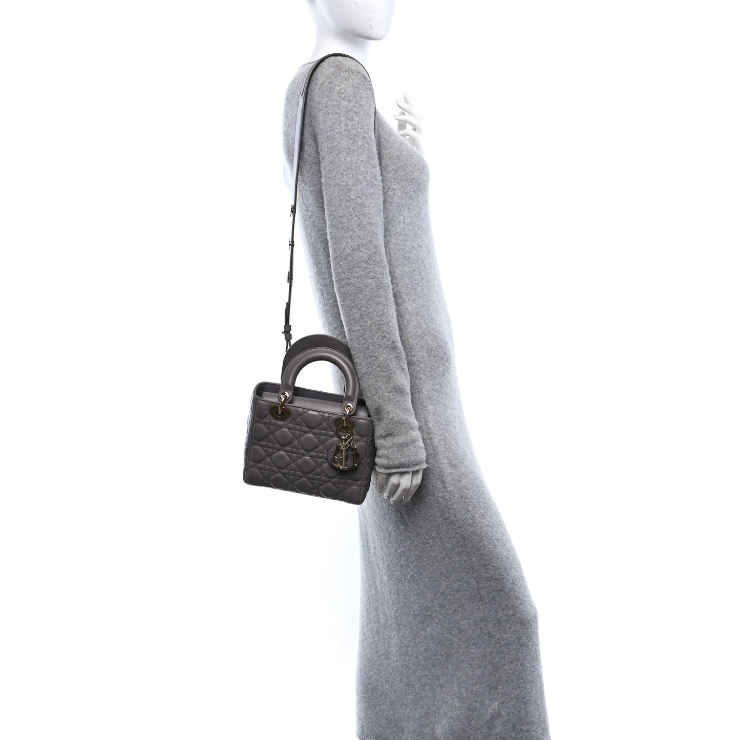 Lambskin Cannage Small Lucky Badges My Lady Dior Grey